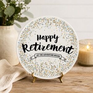 Our Name Is Mud Happy Retirement Plate Let Adventure Begin 10in